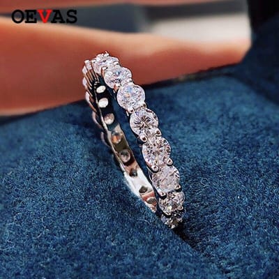 Bagues en argent sterling 100 % 925 scintillantes avec 1 rangée de diamants à haute teneur en carbone de 3 mm pour femmes, bijoux fins de fête de qualité supérieure 9 brown