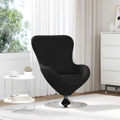 vidaXL - Eivormige - stoel - Zwart - 63 - x - 73 - x - 90 - cm - Stof