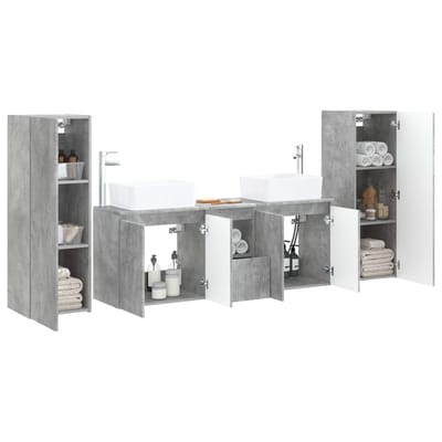vidaXL - Badkamermeubel - Set - 5 - st - Betongrijs - 33 - x - 34,5 - x - 100 - cm