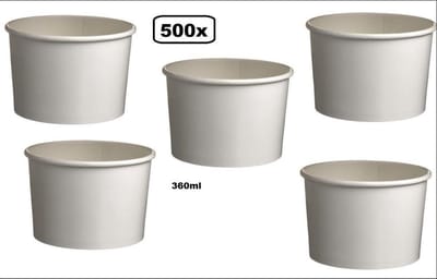 500x IJsbekers karton Wit 360ml