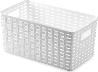 Plasticforte Opbergmand - Kastmand - rotan kunststof - ivoor wit - 5 Liter - 15 x 28 x 13 cm
