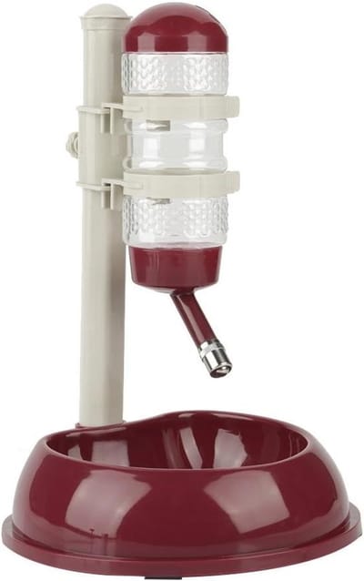 Automatische hondenvoederbak met waterdispenser en verstelbare drinkfles voor huisdieren, geschikt voor katten en honden (23 x 23.5 x 36 cm) - Bruin