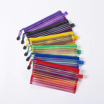 KZQ 48 mesh etui's met rits, 6 kleuren, multifunctionele etui's, geschikt voor school- en kantoorbenodigdheden, cosmetica en reisaccessoires, meerdere kleuren beschikbaar.