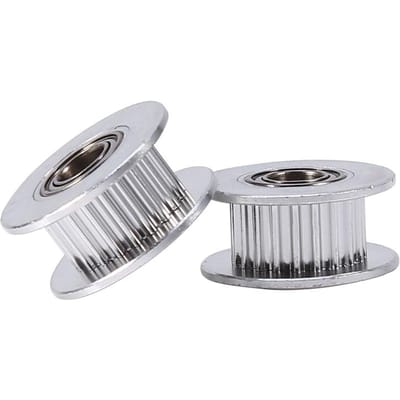 Lot de 2 poulies de distribution en aluminium de 5 mm de diamètre intérieur avec roulement pour imprimante 3D white