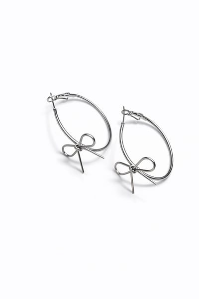 Oorringen met strik | zilver gekleurd