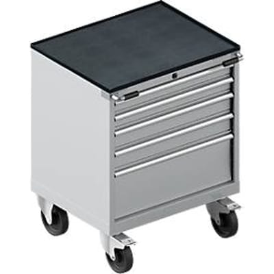 Schäfer Shop Select ladekast met wielen WSK 18-27, 4 laden, tot 200 kg, B 411 x D 572 x H 770 mm, wit aluminium/wit aluminium