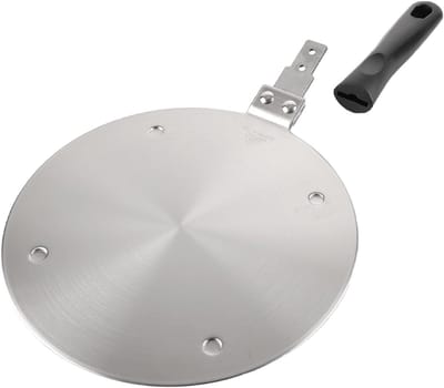 Inovra Plus - Inductie-adapterplaat 24 cm met afneembare handgreep - Roestvrijstalen adapter voor koffiepotten - Geschikt voor inductiekookplaten