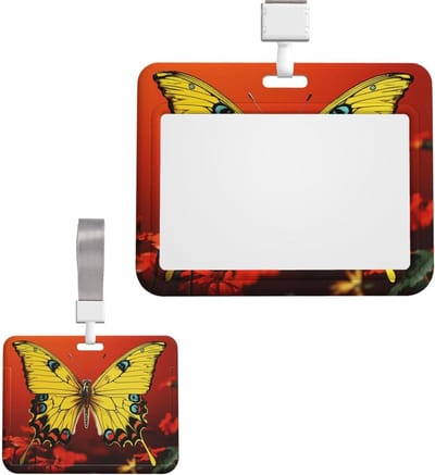ID-kaarthouder - Badgehouder Kantoor - Veilig ID Tonen - Schuifontwerp - 10.2 x 6.4 cm - Gele Vlinder