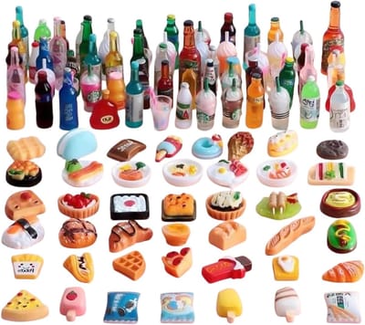 150 stuks miniatuur accessoires voor poppenhuizen, speelgoed levensmiddelen, miniatuur eten en dranken, perfect voor creatief spelen en decoreren