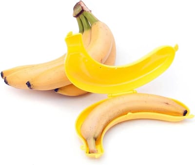 Famanu – Bananenbewaardoos – Kunststof fruitcontainer – Beschermt bananen onderweg tegen beschadiging – Geel