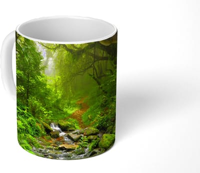 Mok - Koffiemok - Natuur - Water - Jungle - Bos - Tropisch - Mokken - 350 ML - Beker - Koffiemokken - Theemok