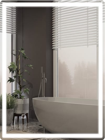 HOMCOM badkamerspiegel - glas kunststof - 80L x 60B x 4H cm - zilver
