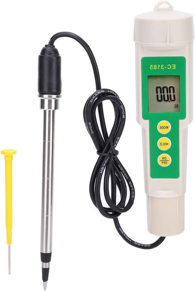 Draagbare 3-in-1 Bodemtester voor EC, TDS en Zoutgehalte - Ideaal voor Tuin, Horticultuur en Landbouw met Meetprobes en Display