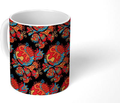 Mok - Koffiemok - Draak - Patronen - Oud en Nieuw - Mokken - 350 ML - Beker - Koffiemokken - Theemok