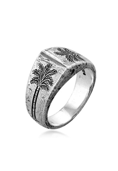 Haze & Glory - Ring - HG HAZE & GLORY - Ring voor Heren in 925 sterling zilver, Sieraden Heren, Zilveren ring geoxideerd, Palm, Coconut Society - Heren