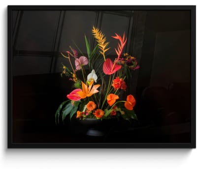 Poster in lijst - Fotolijst 70x50 cm - Posters - Schaal - Boeket - Bloemen - Posterlijst zwart - Decoratie - Wanddecoratie woonkamer - Muurdecoratie slaapkamer
