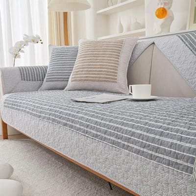 Katoenen Bankhoes met Streepjesprint voor Woonkamer Korea Retro Antislip Bankovertrek Vier Seizoenen Universele Bankmat Bankhanddoek 70x70cm 1pcs
