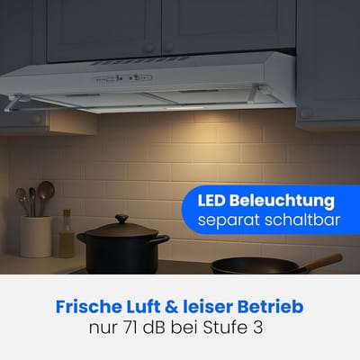 Onderbouwafzuigkap 60 cm met LED-verlichting en 205 m³/h Zuigkracht