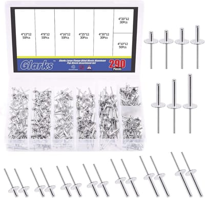 290 Stuks Grote Flens Aluminium Blinde Klinknagels Set - Assortiment voor Metaalverbindingen