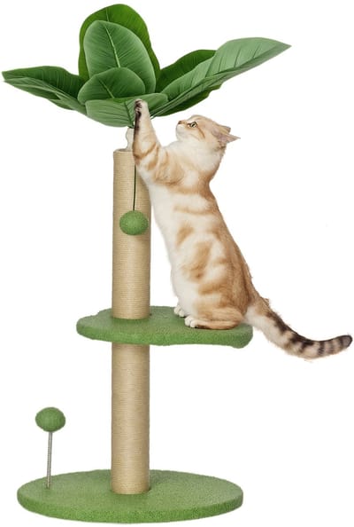 PawHut-kattenboom-pluchen teddybeer-40x40x83cm-groen