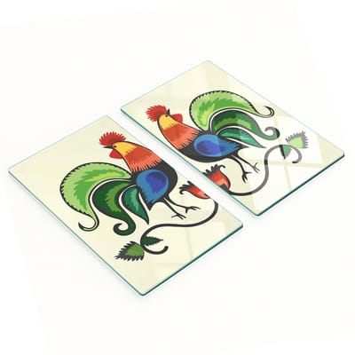Multifunctionele decoratieve glazen snijplanken voor de keuken met hanenpatroon, 2x30x52 cm