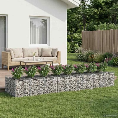 vidaXL - Gabion - verhoogd - bed - 3 - st - 400 - x - 100 - x - 60 - cm - Gegalvaniseerd - staal