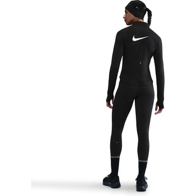 Nike Tempo Swoosh Dri-fit Dames Half-zip Top Hv2842-010 - Kleur Zwart-wit - Maat L