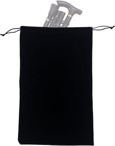 Draagbare Opvouwbare Riet Opbergtas voor Wandelstokken - Flanel Beschermende Pouch in Zwart