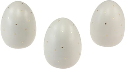 Paaseieren decoratie keramiek grijs goud met stippen 8,5cm 3 st, 3 Stü