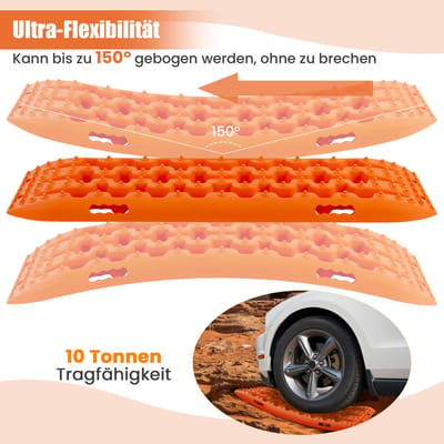 COSTWAY Starthulp, zandplaten, offroad, bandenladder voor zand/modder/sneeuw, 10T, recovery board, tractiemat voor terreinwagens, campers, personenauto's, vrachtwagens, oranje, 107 x 31 x 7 cm, 2