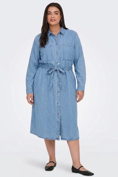 ONLY CARMAKOMA - CARMARY BELT LONG DNM DRESS - Dames - Mini jurken