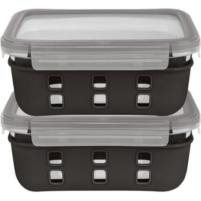 LIVARNO home Glazen lunchboxenset (Zwart)