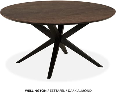 Maxfurn - Eettafel rond met verjongde rand | Zeer krasvast | Kleur: Dark almond | diameter 120cm