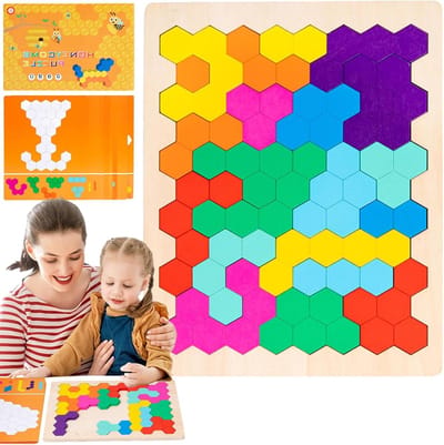 Houten Puzzel - Logisch Spel - Cognitieve Ontwikkeling - Milieuvriendelijk Hout - 23 cm Breed - Veelkleurig