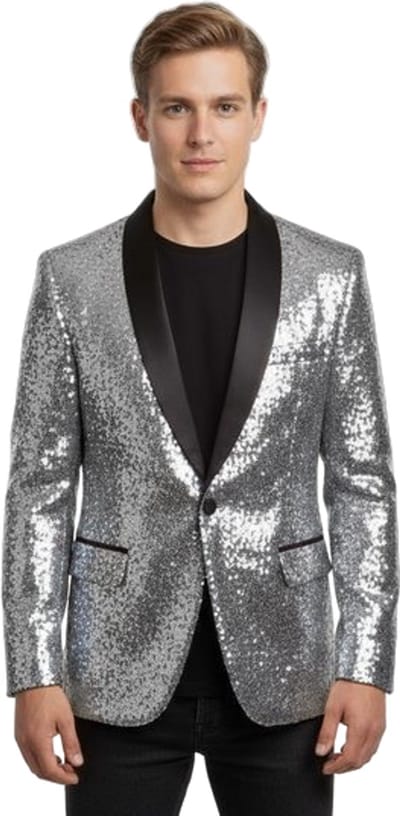 Glitter Zilver Colbert - Blazer - Jasje - Heren - Kostuum - Party - Feest