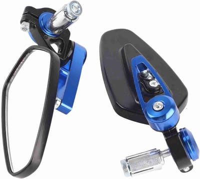 Universele 7/8 Inch 22mm Motorrugspiegel - Aluminium 360 Graden Verstelbare Bar End Spiegels in Blauw voor Optimale Zichtbaarheid