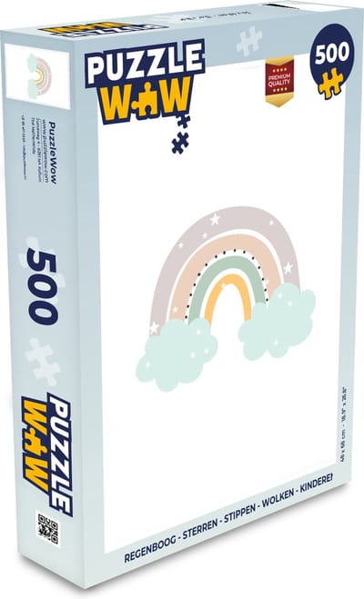 Puzzel Regenboog - Sterren - Stippen - Wolken - Kinderen - Legpuzzel - Puzzel 500 stukjes