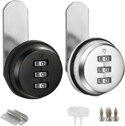 QTTVBTNA -Cijferslot Set voor Meubels – 2-delige Brievenbus- en Lade Slot – 30mm – Zwart & Zilver