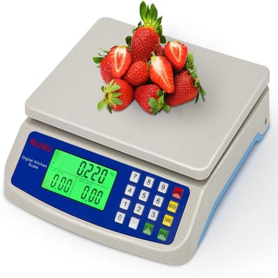 carmdering - Telweegschaal -Digitale Weegschaal – 30 kg – Grote Keukenweegschaal – Fruitweegschaal – Conversie – Lcd – Display en Tara – Functie – Digitale Weegschaal met Stuks