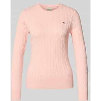 Gebreide pullover met kabelpatroon en labelstitching