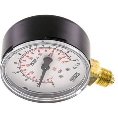 '-1..9 Bar Manometer Onderaansluiting Staal/Messing 63 mm Klasse 1.6