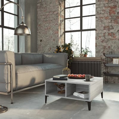 vidaXL - Salontafel - 60x60x30 - cm - bewerkt - hout - grijs - sonoma - eikenkleurig