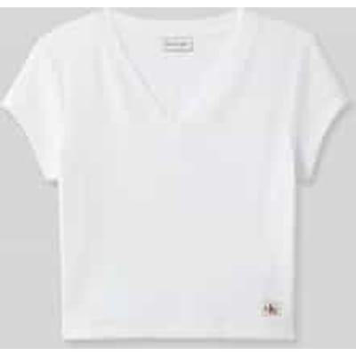 slim fit T-shirt van katoenmix