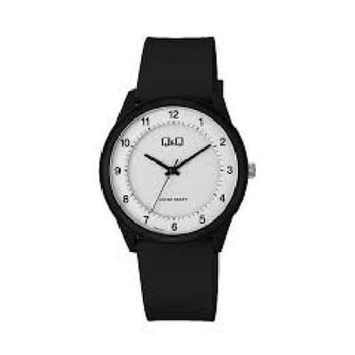Q&Q VS60J001Y - Horloge - Analoog - Sport - Unisex - Plastic band - Rond - Cijfers - Kunststof - Zwart - Wit - 3 bar waterdicht