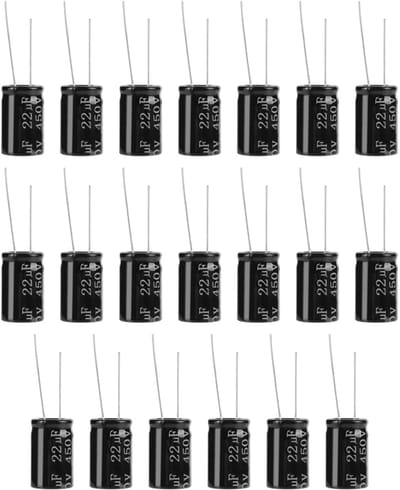 Dailygoods - 20st elektrolytische condensatoren - 450V 22uF - Hoge kwaliteit - Lange kabels - Gepolariseerde condensatoren - Ideaal voor elektronica h