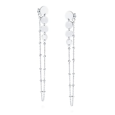 Dames Oorbellen Zilver - Zilveren Oorhangers met ketting - Cascading Chain Earrings - Amona Jewelry