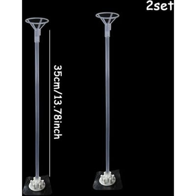 2/4 stuks 35cm Plaktafel Ballonstandaard Houder Kolom Tule Kinderverjaardag Bruiloft Feest Babyborrel Decoratie Ondersteuning Zwevend Other gray