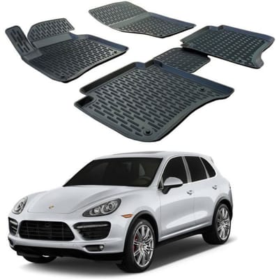 SCOUTT Tapis de sol en caoutchouc Porsche CAYENNE - 3D - Sur mesure - Noir