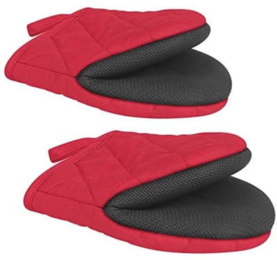 Korte Hittebestendige Ovenwanten voor Keuken - Siliconen Mini-Ovenwanten met Antislip Grip en Hanglus - Perfect voor Bakken, Grillen en Magnetron