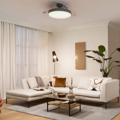 Philips Atlas Plafondventilator met ingebouwde LED-lamp - 3 Intrekbare bladen, diameter: 106cm - 4500 Lumen - Instelbaar wit licht van 2700K tot 6500K - Dimbaar tot 5% - Afstandsbediening - Nikkel